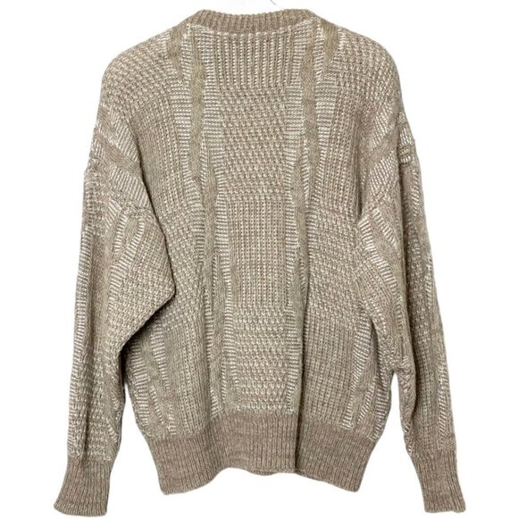 Vintage Wool Blend Oversized Mixed Knit Grandpa Dad Sweater - Picture 2 of 9